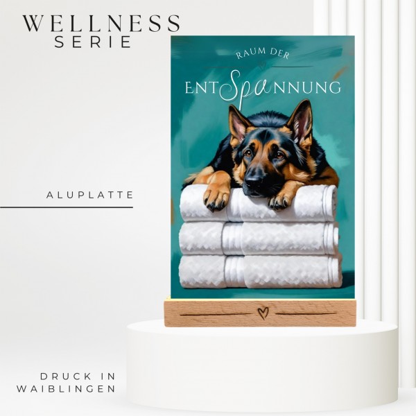 Hundeschild Deko Badezimmer Wellness Deutscher Schäferhund Schild Spruch