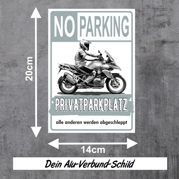 Motorrad Privatparkplatz parken verboten. Privatparkplatz Privatgrundstück Hinweisschild Parkplatz freihalten
