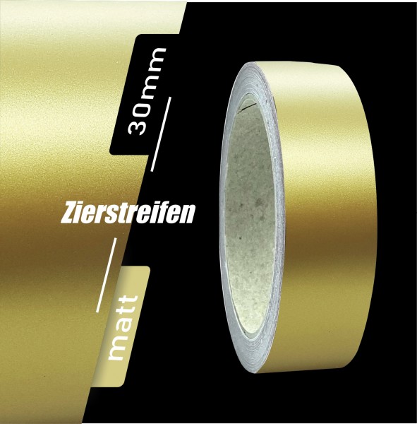Zierstreifen Matt gold metallic 30mm in in 10 m Länge für Auto Boot Klebeband Dekorstreifen Tuningstreifen Autofolie Siviwonder