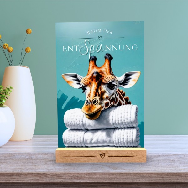 Giraffe Schild Wellness Handtuch Entspannung Schild Spruch