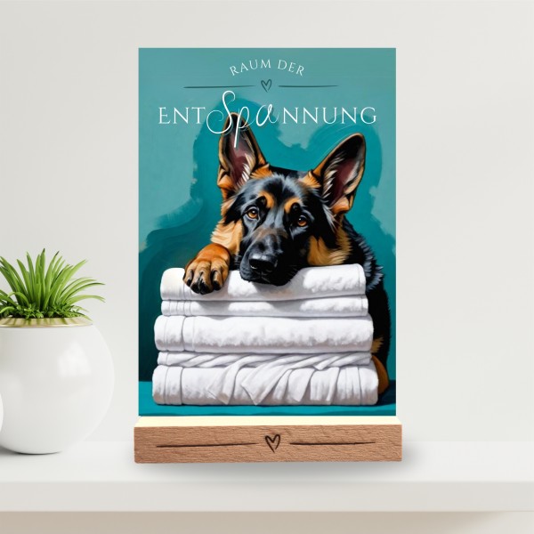 Hundeschild Deko Badezimmer Wellness Deutscher Schäferhund Schild Spruch