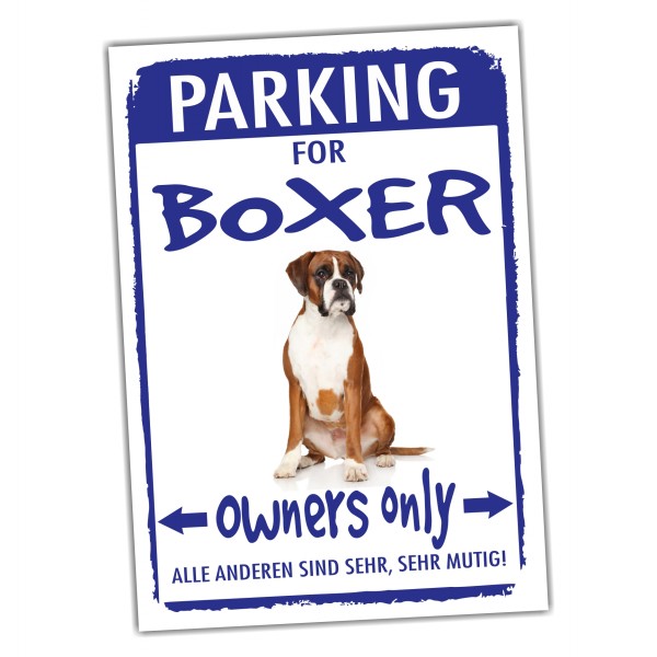 Boxer Deutsch German Parking Schild Achtung Spruch Warnschild Türschild Fun