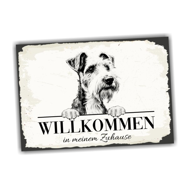 Hundeschild Willkommen Zuhause Foxterrier Foxie Fox Terrier Schild Achtung Spruch