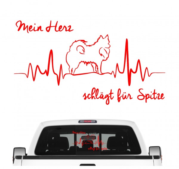 Spitz Spitze deutsche Zwergspitz Hundeaufkleber Herz AUTOAUFKLEBER Aufkleber Hunde HEARTBEAT