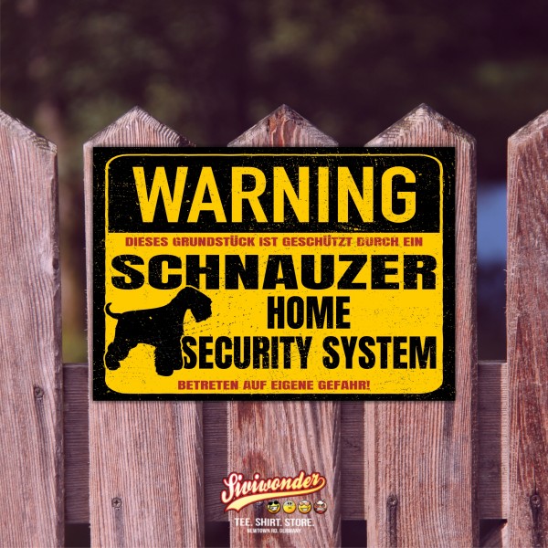 Schild Schnauzer Warning Security System Türschild Hundeschild Warnschild Hund