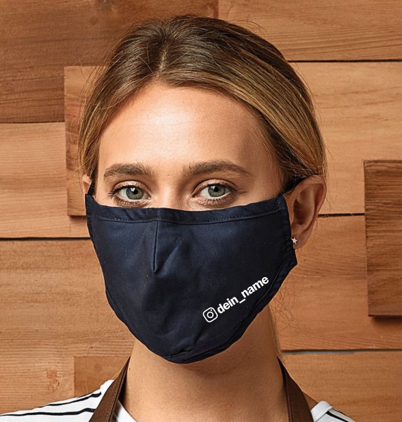 Deine Insta Name Maske Mundschutz Behelfsmaske Face Cover schwarz