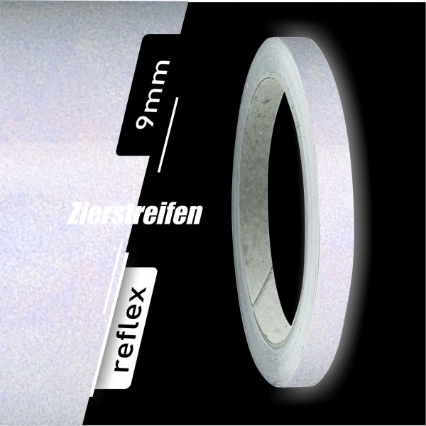 Zierstreifen reflektierend weiß 9mm 10 m Länge für Auto Boot Klebeband Dekorstreifen Reflexstreifen Tuningstreifen Autofolie Siviwonder