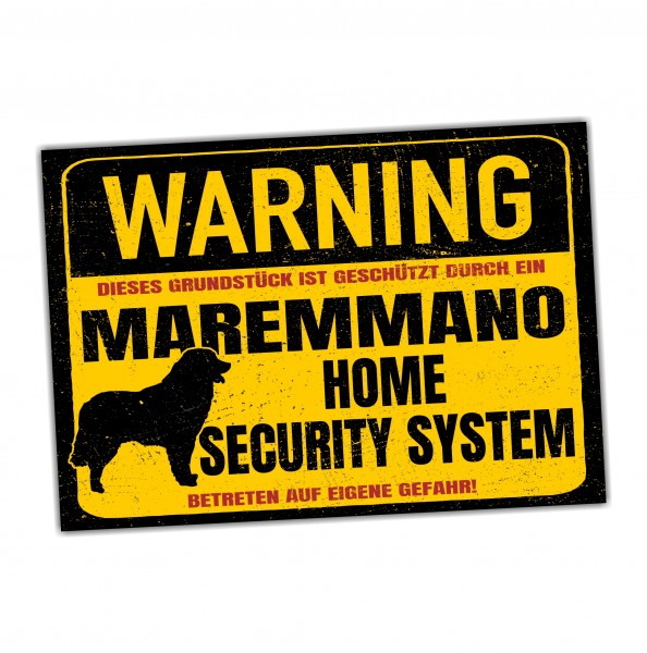 Maremmano Abruzzese Schild Warning Security System Türschild Hundeschild Warnschild Hund Achtung