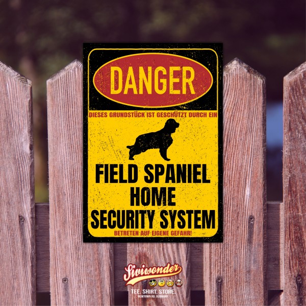Field Spaniel Dog Türschild Danger Security System Warnschild Hund Schilder Hundeschild happy Design by Siviwonder