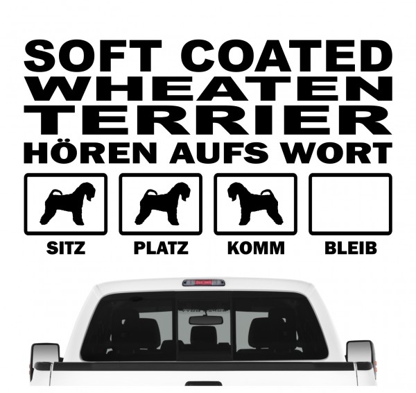 Soft Coated Wheaten Terrier Irish Wheatie ISCWT Hört aufs Wort Hunde Aufkleber Sticker Autoaufkleber Wandtattoo Tattoo