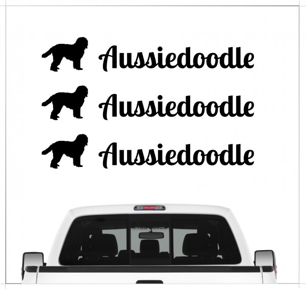 Aussiedoodle Australian Shepherd Mischling Pudel Designerhund Dog 3er Set AUTOAUFKLEBER Aufkleber Hunde Hundemotiv by SIVIWONDER