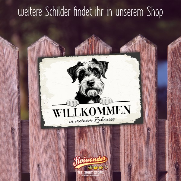 Hundeschild Willkommen Zuhause Schnauzer Schild Achtung Spruch
