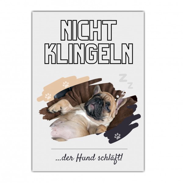 Französische Bulldogge Hund nicht klingeln schlafen Schild Dog Hund Spruch Türschild Hundeschild Wall Art Gefährte