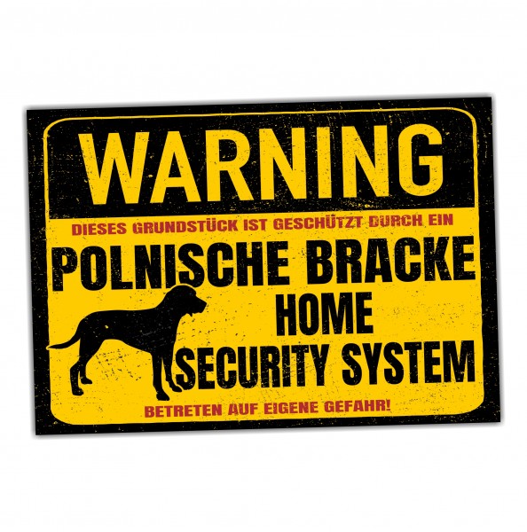 Schild Polnische Bracke Warning Security System Türschild Hundeschild Warnschild Hund Ogar Polski