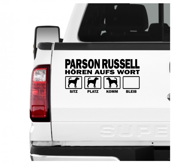 Parson Russell Terrier PRT Jack Russel Hört aufs Wort Hunde Aufkleber Sticker Autoaufkleber Wandtattoo Tattoo