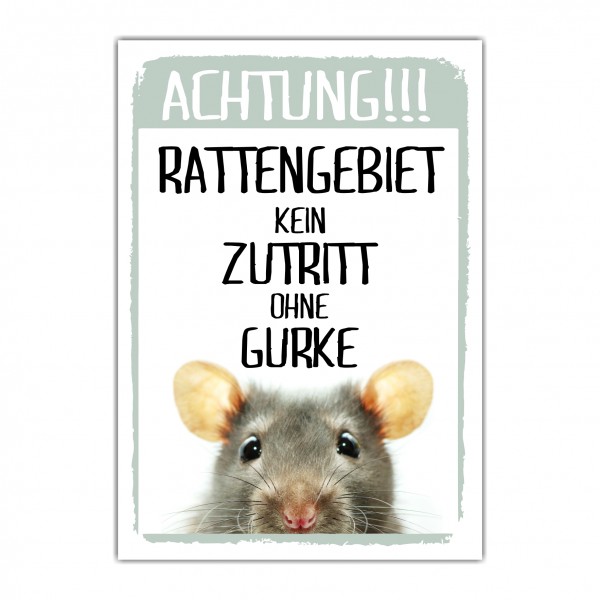 Rattengebiet Kein Zutritt Gurke Türschild Warnschild Spruch Ratte Schild happy Design by Siviwonder