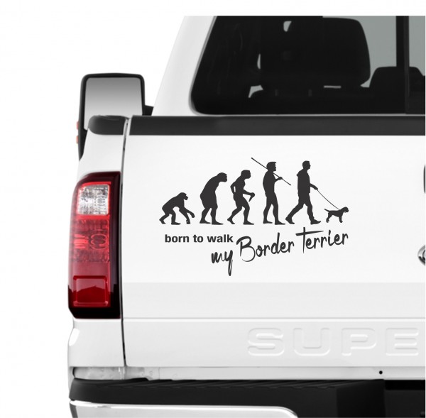 Border Terrier Evolution Born to Walk Hunde Aufkleber Sticker Autoaufkleber Wandtattoo Tattoo
