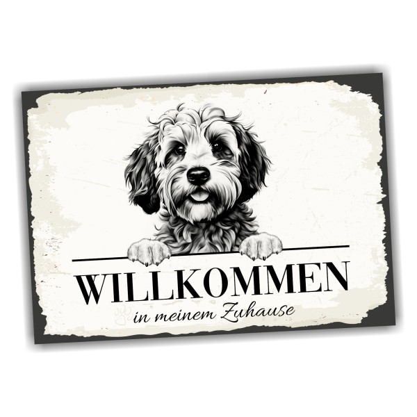 Hundeschild Willkommen Zuhause Cavapoo Schild Achtung Spruch