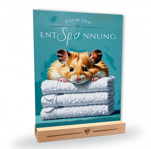 Hamster Goldhamster Schild Wellness Handtuch Entspannung Schild Spruch