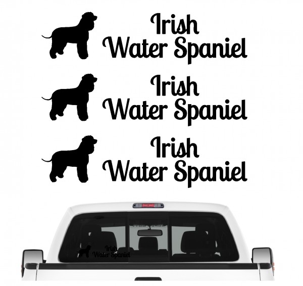 Irish Water Spaniel Whiptail Shannon Spanier Bog Dog 3er Set AUTOAUFKLEBER Aufkleber Hunde Hundemotiv by SIVIWONDER