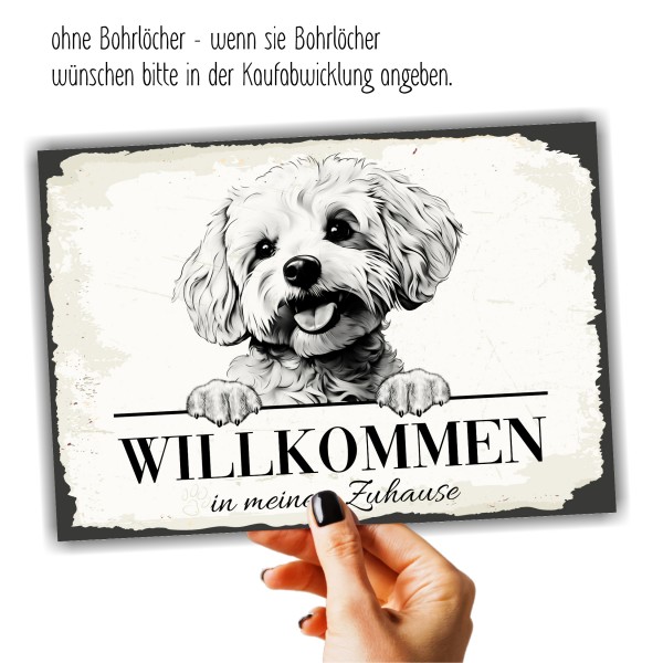 Hundeschild Willkommen Zuhause Bichon Frise Schild Achtung