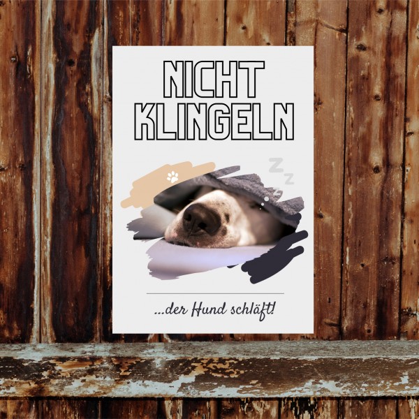 Hund nicht klingeln schlafen Schild Dog Hund Magazin Spruch Türschild Hundeschild Wall Art Gefährte