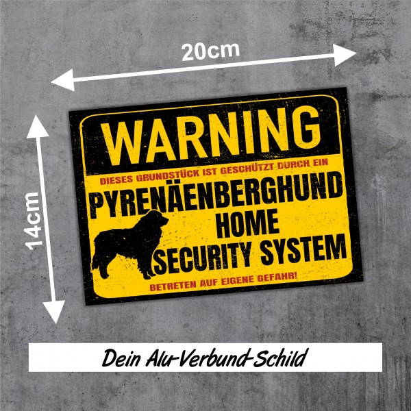 Schild Pyrenäenberghund Warning Security System Türschild Hundeschild Warnschild Hund Berger
