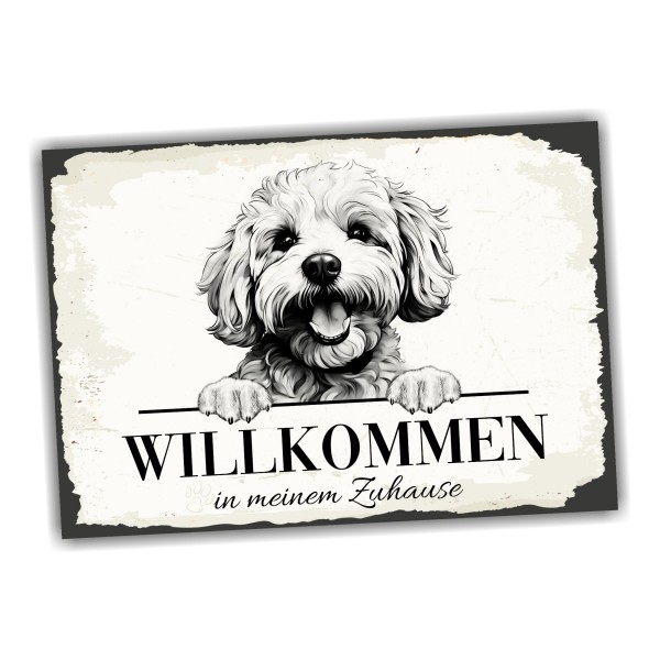 Hundeschild Willkommen Zuhause Bichon Frise Schild Achtung
