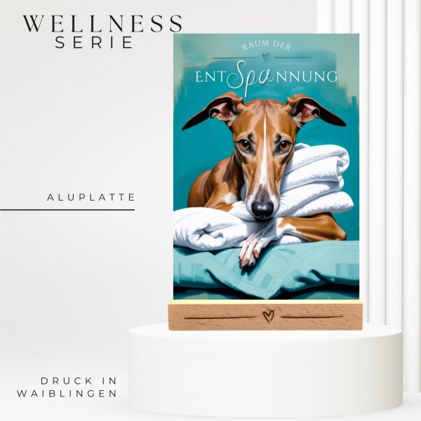 Hundeschild Deko Badezimmer Wellness Whippet Schild Spruch