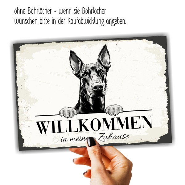 Hundeschild Willkommen Zuhause Dobermann Dobi Schild Achtung Spruch