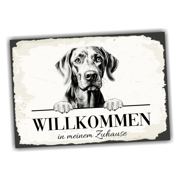 Hundeschild Willkommen Zuhause Weimaraner Weim Schild Achtung Spruch Türschild