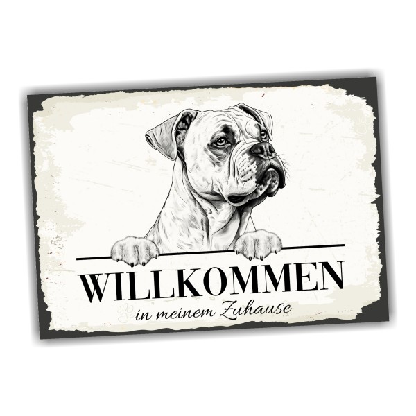 Hundeschild Willkommen Zuhause Boxer deutscher Schild