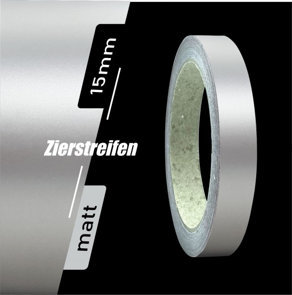 Zierstreifen Matt silber metallic 15mm in in 10 m Länge für Auto Boot Klebeband Dekorstreifen Tuningstreifen Autofolie Siviwonder