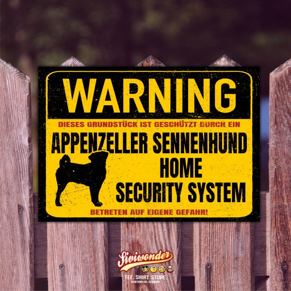 Appenzeller Sennenhund Dog Schild Warning Security System Türschild Hundeschild