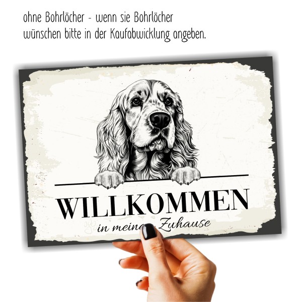 Hundeschild Willkommen Zuhause Cocker Spaniel Schild Achtung