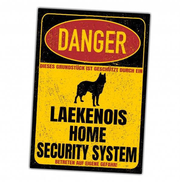 Laekenois Belgischer Schäferhund Berger Belge Dog Türschild Danger Security System Warnschild Hund Schilder Hundeschild