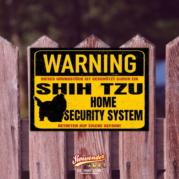 Schild Shih Tzu Warning Security System Türschild Hundeschild Warnschild Hund Tibet Achtung