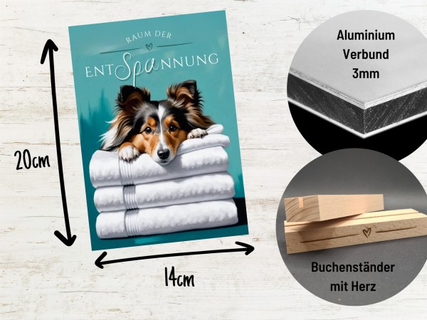 Hundeschild Deko Badezimmer Wellness Sheltie Shetland Sheepdog Schild Spruch