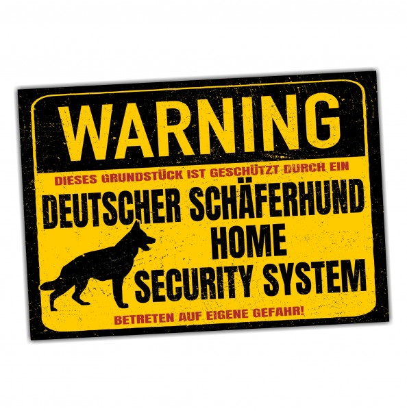 Deutscher Schäferhund Dog Schild Warning Security System Türschild Hundeschild Warnschild