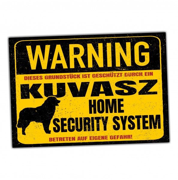 Kuvasz Schild Warning Security System Türschild Hundeschild Warnschild Hund