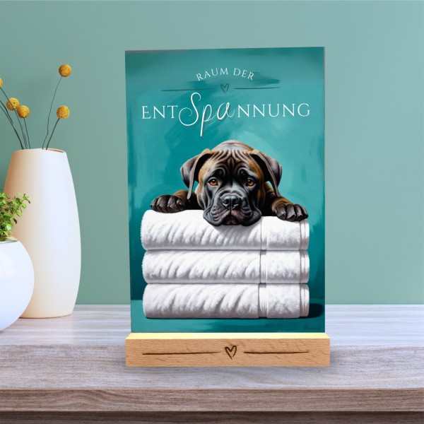 Hundeschild Deko Badezimmer Wellness Cane Corso Schild Spruch