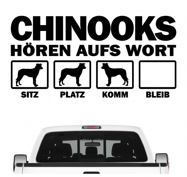 Chinook USA Spitz Schlittenhund Dog Hört aufs Wort Hunde Aufkleber Sticker Autoaufkleber