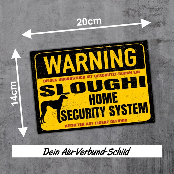 Schild Sloughi Windhund Warning Security System Türschild Hundeschild Warnschild Hund