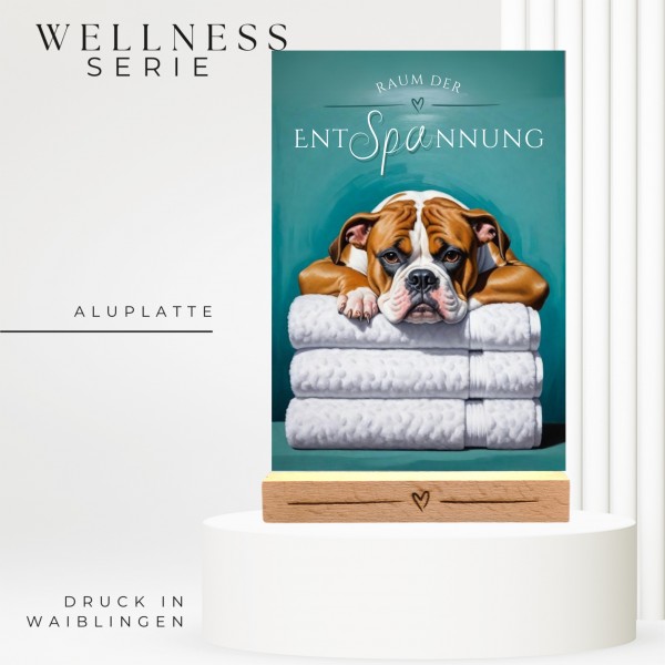 Hundeschild Deko Badezimmer Wellness English Bulldog Schild Spruch