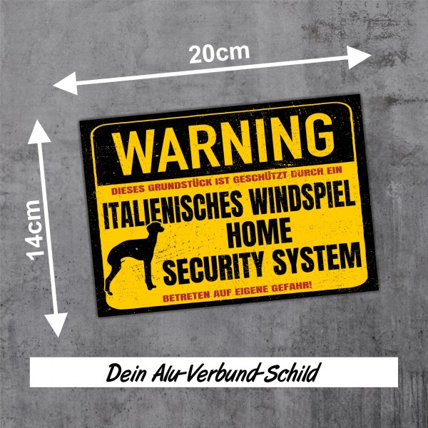 Italienisches Windspiel Schild Warning Security System Türschild Hundeschild Warnschild Schild Hund