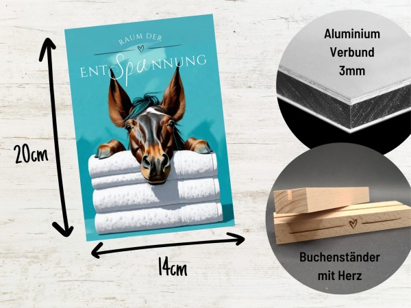 Pferd Schild Wellness Handtuch Entspannung Schild Spruch