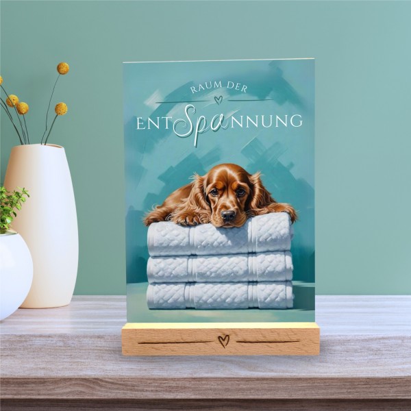 Hundeschild Deko Badezimmer Wellness Cocker Spaniel Schild Spruch