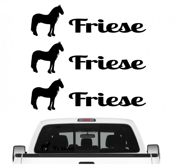 Friese Friesenpferd Kutschpferd Warmblut Show Dressur Freizeit Aufkleber 3er Set Pferdeaufkleber Pferd reiten Auto Folie by SIVIWONDER
