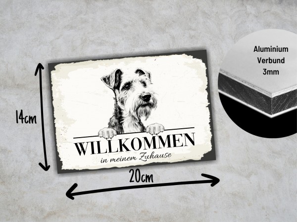 Hundeschild Willkommen Zuhause Foxterrier Foxie Fox Terrier Schild Achtung Spruch