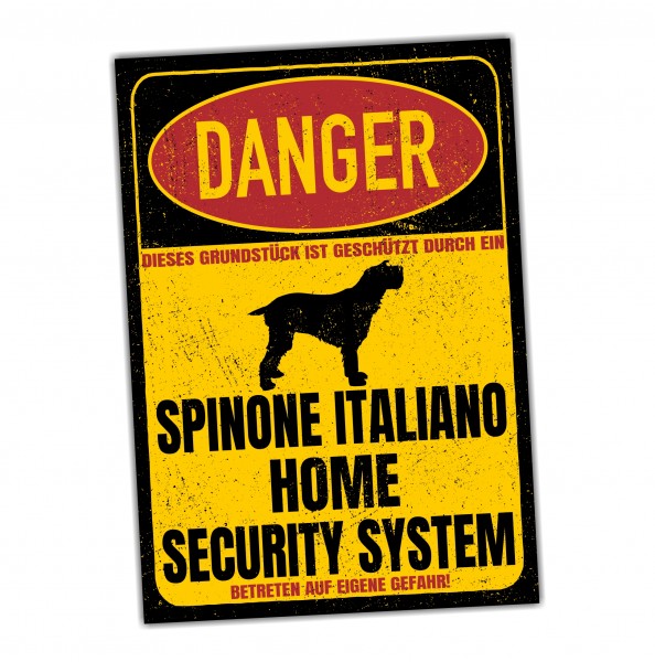 Spinone Italiano Vorstehhund Türschild Danger Security System Warnschild Hund Schilder Hundeschild